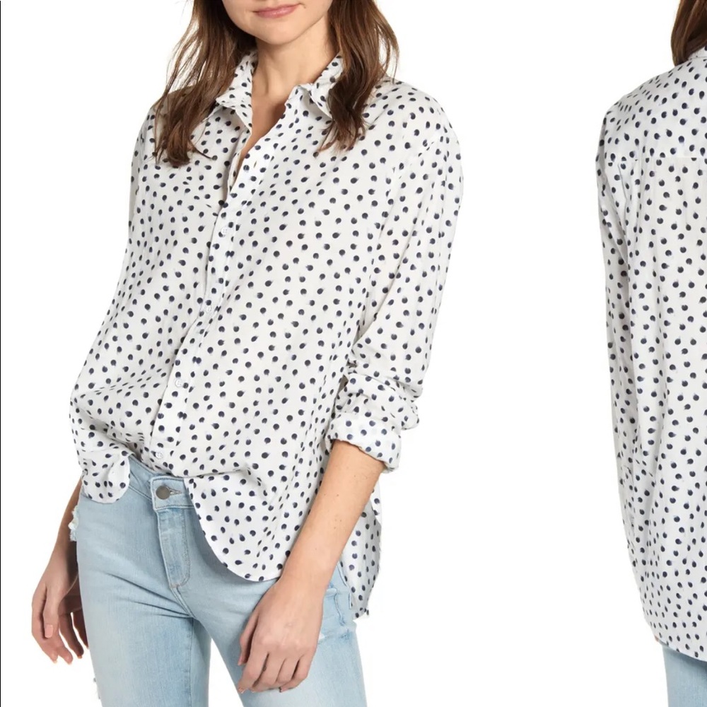 DL1961 “Myrtle Ave” Polka Dot Cotton Shirt (Small)